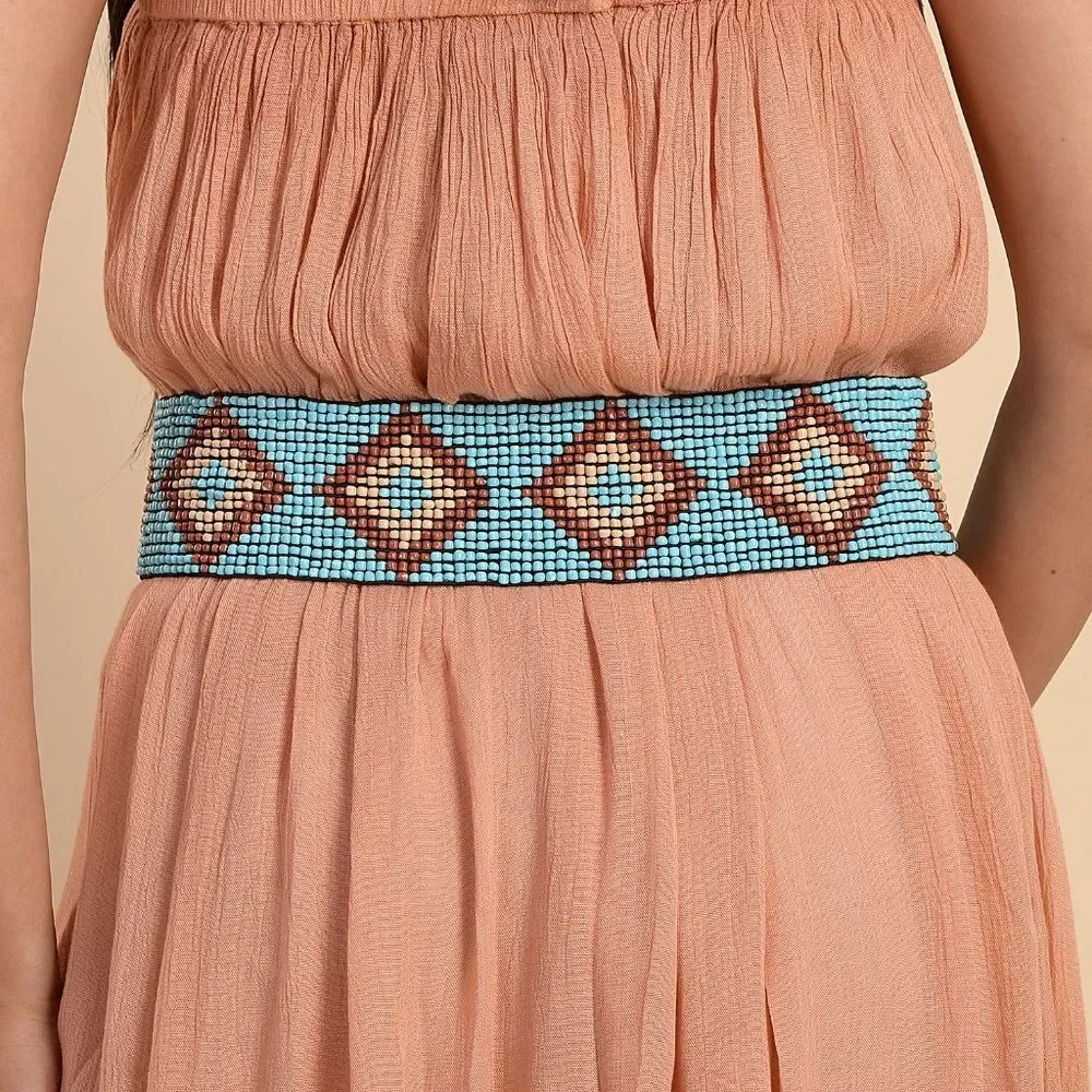 Southwestern Style Blue Beaded Belt